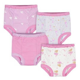 Gerber Baby Girls Infant Toddler 4 Pack Potty Training Pants Underwear Lavender and Pink 2T