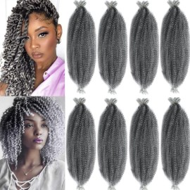 Grey 8 Packs Pre-Separated Springy Afro Twist Hair 18Inch Gray Marley Twist Braiding Hair for Black Women (T gray, 18 Inch (Pack of 8))