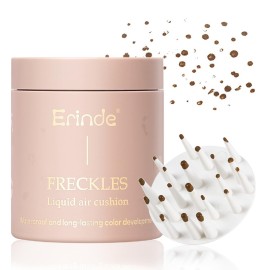 Erinde Upgrade Liquid Freckle Pen, Fake Freckles Stamp Air Cushion, Long Lasting Waterproof Quick Dry Lifelike Freckles Marker Makeup, Magic Freckle Stamp for Natural Sunkissed Makeup, 02 Chocolate