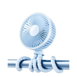 Gaiatop Oscillating Baby Stroller Fan with LED Night Light, 4 Speeds Cooling Rechargeable 360 Rotate Clip On, Battery Operated Small Portable Fans for Car Seat Crib Treadmill Travel