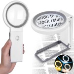 Magnifying Glass with Light and Stand, Large Lighted Magnifying Glass 18 LED Illuminated Handheld Magnifier Folding for Reading, Close Work, Coins, Jewelry, Macular Degeneration