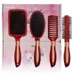 Meisheamin 4 Pcs Hair Brush Set, Includes Anti-Static Massage Oval Comb, Detangling Brush, Round Hair Brush, Vented Hair Brush, for Women, Men, and Kids