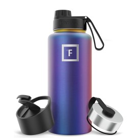 IRON FLASK Camping & Hiking Hydration Flask with Spout, Wide Mouth Insulated Stainless Steel Sports Water Bottle - 32 oz Aurora
