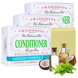 JRLIGGETT\'S Conditioner Bar - Original Formula, All Natural Hair Conditioner with Coconut Oil & Cocoa Butter - Sulfate Free, Gmo Free, Plant-Based Ingredients for Soft & Smooth Hair, 1.75oz - 3 Pack
