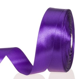 YASEO 1 Inch Purple Solid Satin Ribbon, 50 Yards Craft Fabric Ribbon for Gift Wrapping Floral Bouquets Wedding Party Decoration