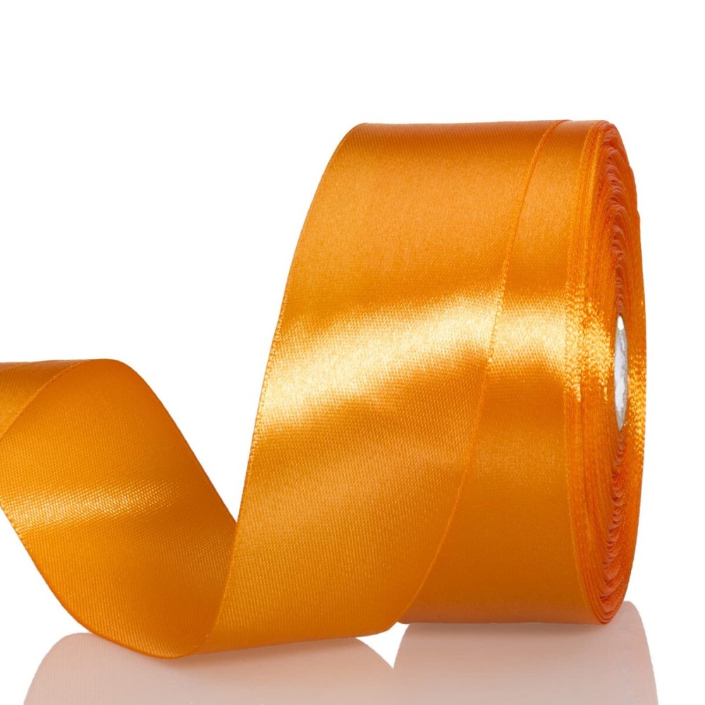 YASEO 1 1/2 Inch Orange Solid Satin Ribbon, 50 Yards Craft Fabric Ribbon for Gift Wrapping Floral Bouquets Wedding Party Decoration