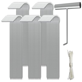 AAGUT Tent Stakes Heavy Duty Metal 9 Inch, 50 Pack Rust-Resistant Galvanized Steel Camping Stake Garden Edging Fence Hooks Yard Tent Pegs for Inflatable, Tarp, Outdoor Christmas Decorations (KIT)
