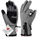 Balhvit -10 Waterproof Winter Gloves for Men & Women, 5-Layer Ski & Snow Gloves for Cold Weather, Breathable Warm Gloves with Touch Screen Fingers (L, Grey)