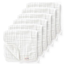 Maliton Muslin Burp Cloths for Baby 6 Pack Large 20\'\'x10\'\' 100% Cotton Burp Cloths Absorbent and Soft 6 Layers Muslin Baby Stuff for Newborn Unisex(White, Pack of 6)