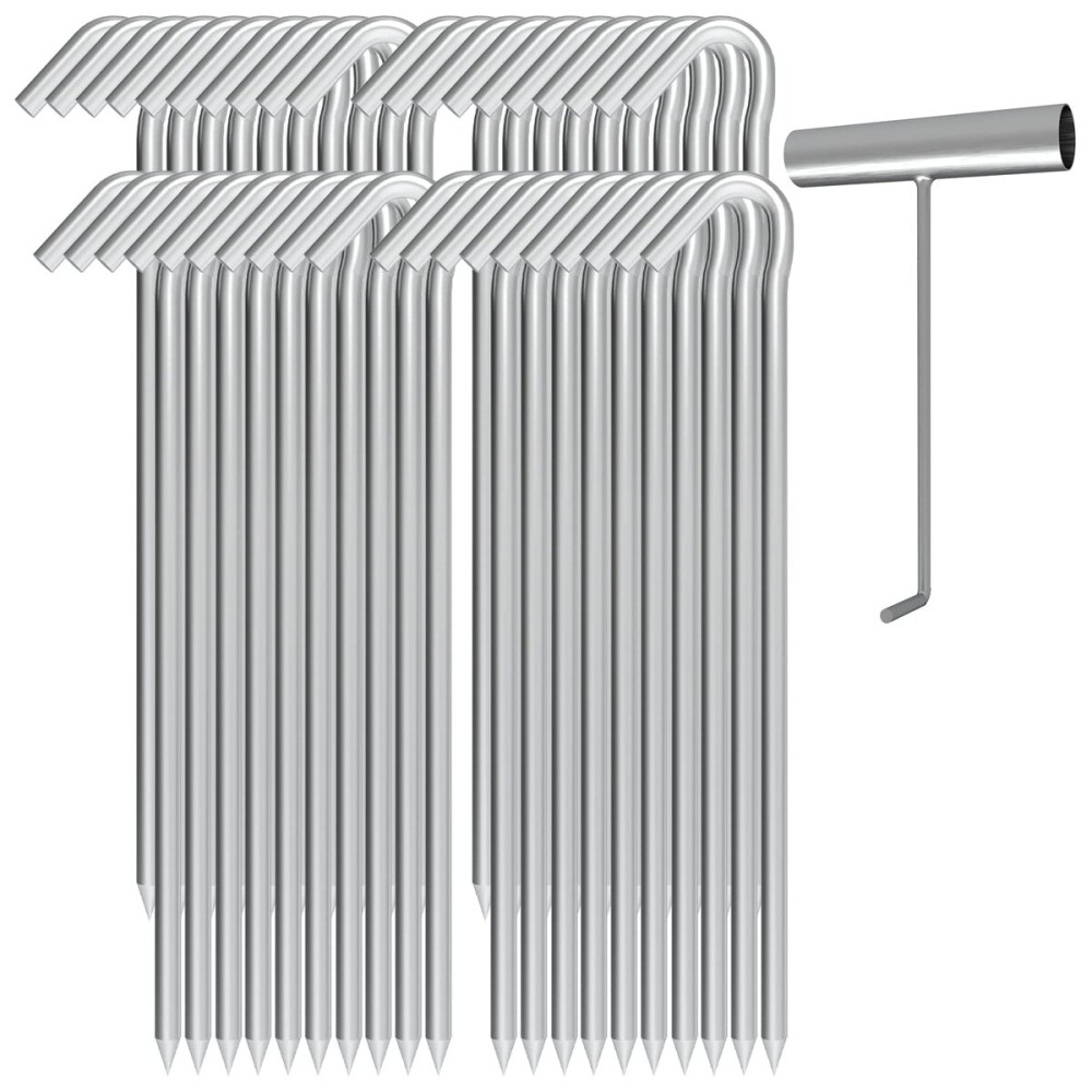 OK5STAR Metal Tent Stakes Heavy Duty 9 Inch with Puller Tool, 40 Pack Anti-Rust Galvanized Steel Ground Anchors Camping Tarp Stakes for Inflatables Outdoor Decorations