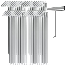 OK5STAR Metal Tent Stakes Heavy Duty 9 Inch with Puller Tool, 40 Pack Anti-Rust Galvanized Steel Ground Anchors Camping Tarp Stakes for Inflatables Outdoor Decorations