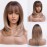 Alanhair Ombre Brown Wigs for Women,HAIRCUBE Shoulder-Length Wig with Bangs Synthetic Hair Layered Wigs Heat Resistant Fibre