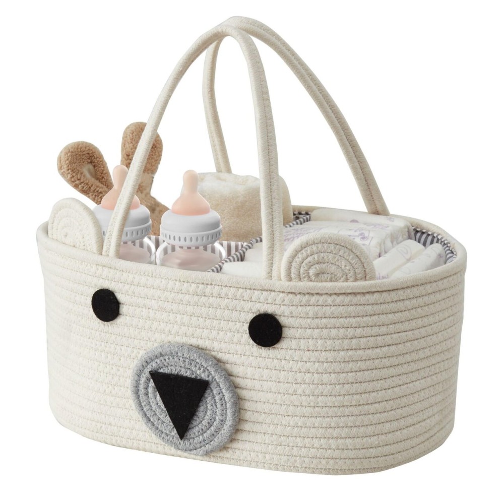 DECOMOMO Teddy Bear Basket, Diaper Caddy Basket, Baby Baskets for Baby Shower (Animal, Large)