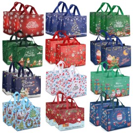 PARSUP 36PCS Christmas Gift Bags with Handles, Non-Woven Christmas Bags for Treat Gifts Wrapping Shopping, Xmas Party Supplies, 12.8 * 9.8 * 6.7inch
