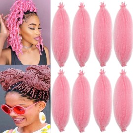 18 Inch Pre-Separated Springy Afro Twist Hair 8 Packs Pink Pre-Fluffy Natural Curls are Perfect for Marley Crochet Hair Suitable for Black Women (Pink, 18 Inch (Pack of 8))