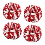 4Pcs Metallic Cheerleading Pom Poms, Creatiee 2 Pair Cheerleader Cheering Squad Pompoms for School Sports Dance Games Team Spirit Cheer (Red-White)