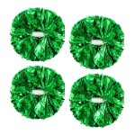 4Pcs Metallic Cheerleading Pom Poms, Creatiee 2 Pair Cheerleader Cheering Squad Pompoms for School Sports Dance Games Team Spirit Cheer (Green)
