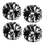4Pcs Metallic Cheerleading Pom Poms, Creatiee 2 Pair Cheerleader Cheering Squad Pompoms for School Sports Dance Games Team Spirit Cheer (Black-White)