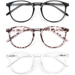 IBOANN Chic & Comfy Blue Light Glasses for Women - 3-Pack Round Frames, Screen-Ready Style with UV Protection Coating