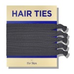 HAVHAF Knotted Mens Hair Ties - Charcoal, 5 Count. Wide(5 pcs), No damage Crease Breakage Man Bun Hair Tie Men with Long Hair, For Buns Curly Thick Elastic Hair Ties For Guys, Perfect hairtie For Men