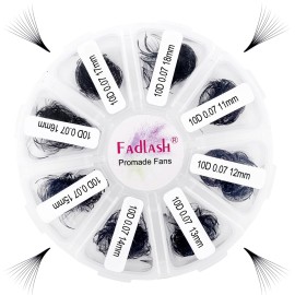 Lash Extension 1000 Fans/Tray Mixed Premade Fans Eyelash Extensions D Curl Promades Eyelash Volume Lash Extensions Loose Fans Pre Made Volume Lashes Pointed Base (10D-0.07D, 11-18mm)