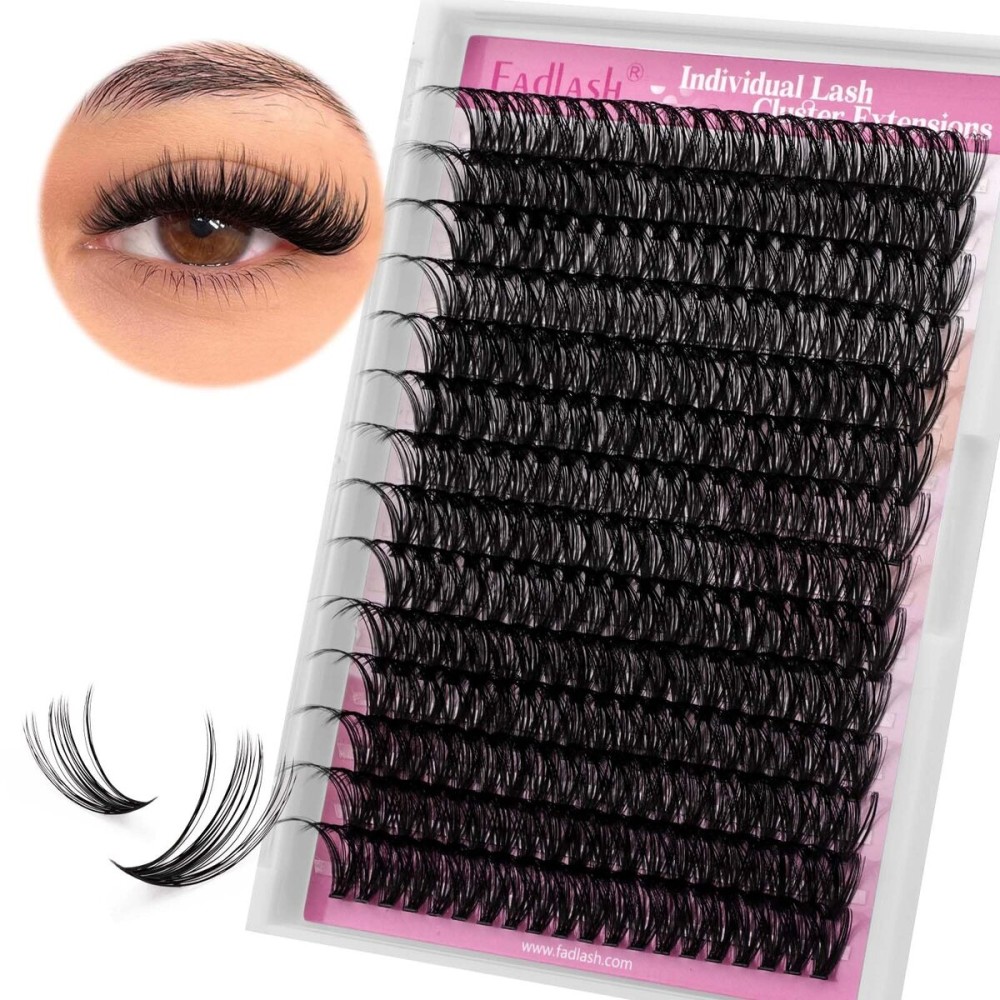 Lash Clusters 19mm Individual Lashes Cluster Black Volume Eyelash Clusters Long Individual Lash Extensions D Curl Cluster Lashes DIY Eyelash Extension (40D-0.07D, 19mm)