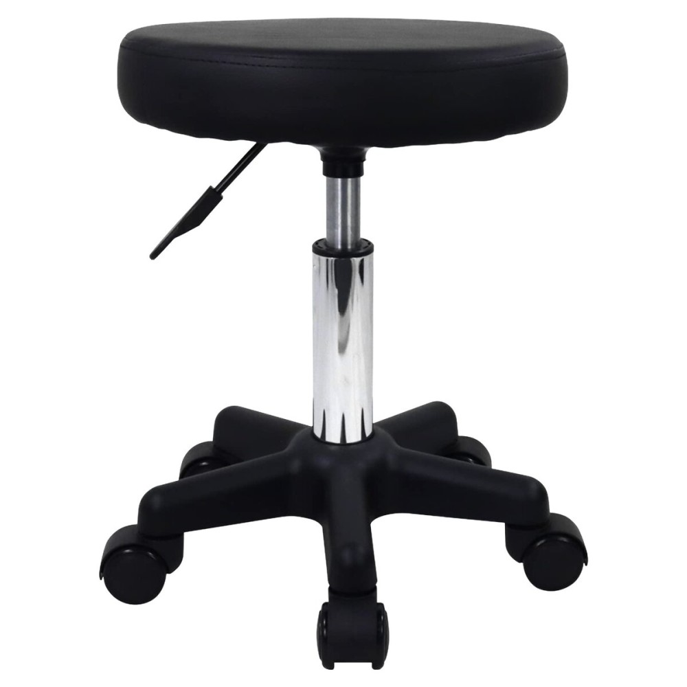 FURWOO Round Rolling Stool Height Adjustable Stool with Wheels for Spa Salon Massage Black