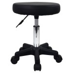 FURWOO Round Rolling Stool Height Adjustable Stool with Wheels for Spa Salon Massage Black