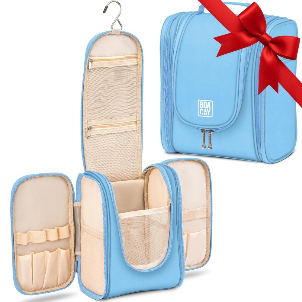 BOACAY Hanging Travel Toiletry Bag for Women and Men, Makeup Bag, Bathroom & Shower Organizer Kit for Accessories, Cosmetics, Travel Essentials