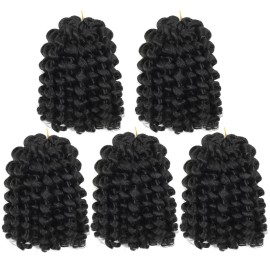 Crochet Braids Hair 8 Inch Jamaican Bounce Wand Curl Crochet Hair Curly Bounce Crochet Braids Hair Extension Twist Crochet Hair(5 PCS, 1B)
