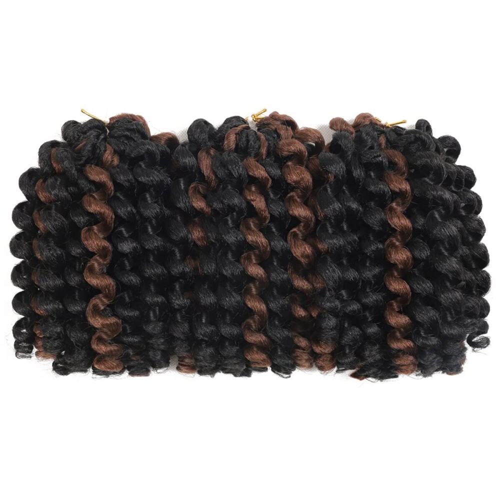 BEXIUKAKA Crochet Braids Hair 8 Inch 3 Pack Jamaican Bounce Wand Curl Synthetic Braiding Hair Extension Twist Crochet Hair (3 PCS,1BP30)