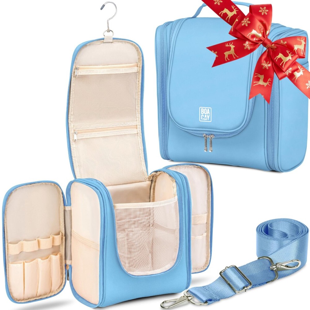 BOACAY Extra Large Hanging Travel Toiletry Bag for Women and Men, Makeup Bag, Bathroom & Shower Organizer Kit for Accessories, Cosmetics, Essentials