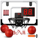 SUPER JOY Mini Basketball Hoop Over The Door with Audio Scoreboard and Batteries,Office Basketball Hoop for Kids & Adults