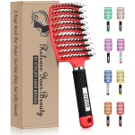 KTKUDY Detangling Brush Boar Bristles Hair Brush Make Hair Shiny & Healthier Curved and Vented Detangler Brush for Women Men Kids Wet and Dry Hair (Red)