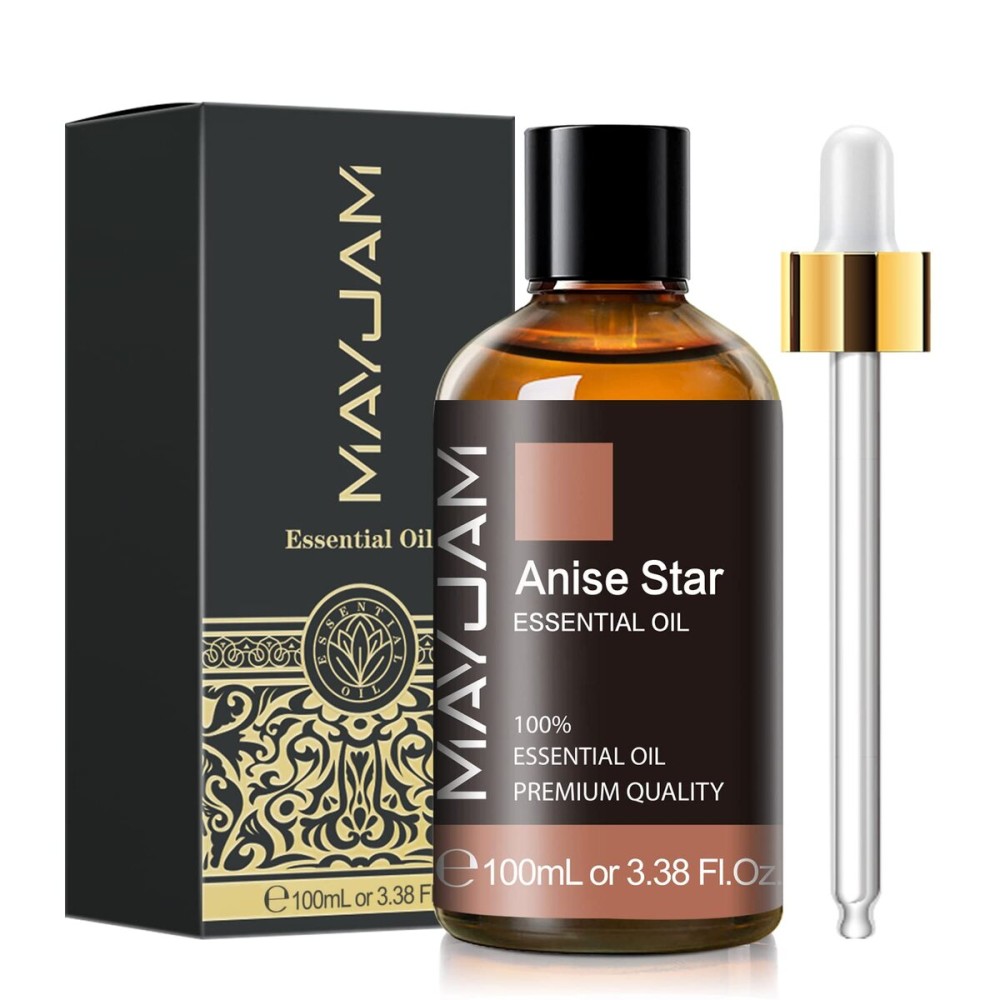 Anise Star Essential Oil, MAYJAM Pure Anise Star Oils for Diffusers, 3.38FL.OZ/100ML Star Anise Essential Oil with Premium Glass Dropper, Anise Oil