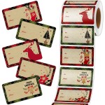 Outus 500 Pieces Christmas Tags Self Adhesive Gift Tags for Xmas Presents Christmas Name Labels Stickers for Wrapping Paper Festival Birthday Holiday Decor(Vintage Style,2.95 x 1.6 Inch)