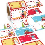 Outus 500 Pieces Christmas Tags Self Adhesive Gift Tags for Xmas Presents Christmas Name Labels Stickers for Wrapping Paper Festival Birthday Holiday Decor(Cartoon Style,2.95 x 1.6 Inch)