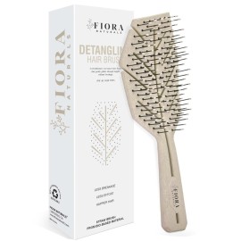 Fiora Naturals Hair Detangling Brush -100% Bio-Friendly Detangler hair brush w/Ultra-soft Bristles- Glide Through Tangles with Ease - For Curly, Fine, Women, Men, Kids, Toddlers, Wet and Dry Hair