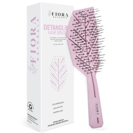 Fiora Naturals Hair Detangling Brush -100% Bio-Friendly Detangler hair brush w/Ultra-soft Bristles- Glide Through Tangles with Ease - For Curly, Fine, Women, Men, Kids, Toddlers, Wet and Dry Hair