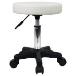 FURWOO Round Rolling Stool Height Adjustable Stool with Wheels for Spa Salon Massage White