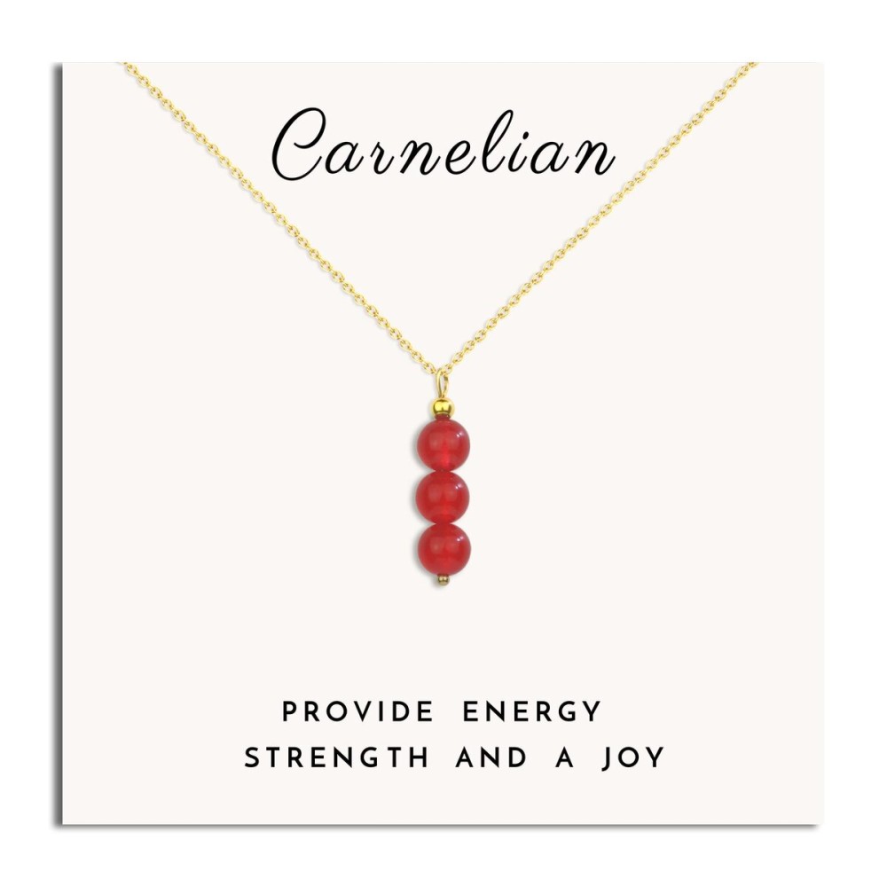 SmileBelle Red Necklace for Women, 14K Gold Filled Carnelian Necklace as July Birthstone Crystal Pendant Necklace as Birthday Gifts Necklaces for Girls Carnelian Gifts as Christmas Stocking Stuffers