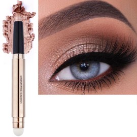 Eyeshadow Stick Nude Rose Gold Makeup, Shimmer Cream Eyeshadow Pencil Crayon, High Pigment Waterproof Long Lasting Eye Shadow Pen, Women Multi-Dimensional Eye Highlighter Stick(Warm Gold 03)