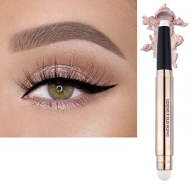 May Foltran Sand Shimmer 02 Cream Eyeshadow Pencil, Nude Pink Sparkle, Hypoallergenic Waterproof Long Lasting Eye Shadow Stick, Multi-Dimensional High Pigment Eye Highlighter Pen