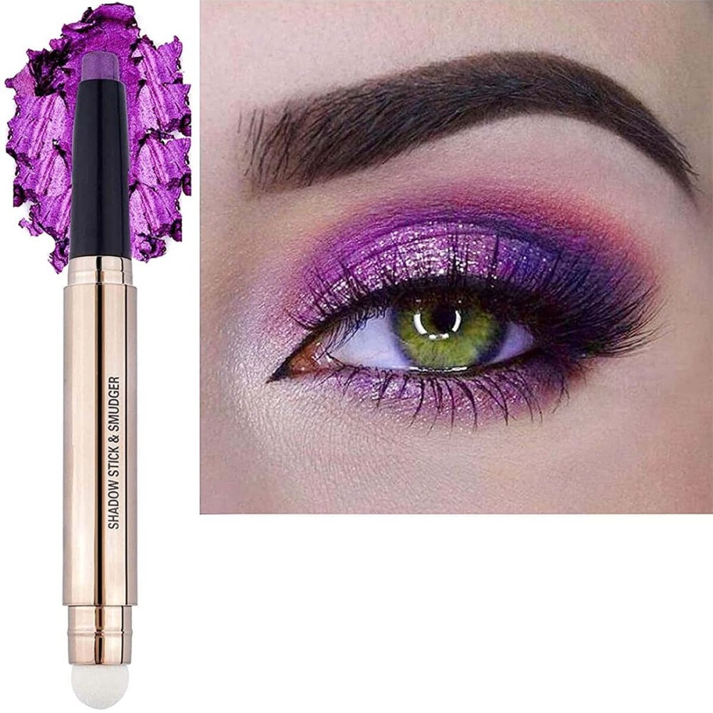 Purple Eyeshadow Stick, Cream Smooth Shimmer Eyeshadow Pencil Makeup, Hypoallergenic Waterproof Long Lasting Eye Shadow Highlighter Stick Create Multi-Dimension Eyes Look(Violets Shimmer 08)