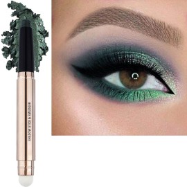 Green Eyeshadow Stick Halloween Makeup Cream Shimmer Single Eyeshadow Pencil Crayon, Hypoallergenic Waterproof Long Lasting Eye Shadow Stick High Pigment Eye Highlighter Pen(Green Shimmer11)