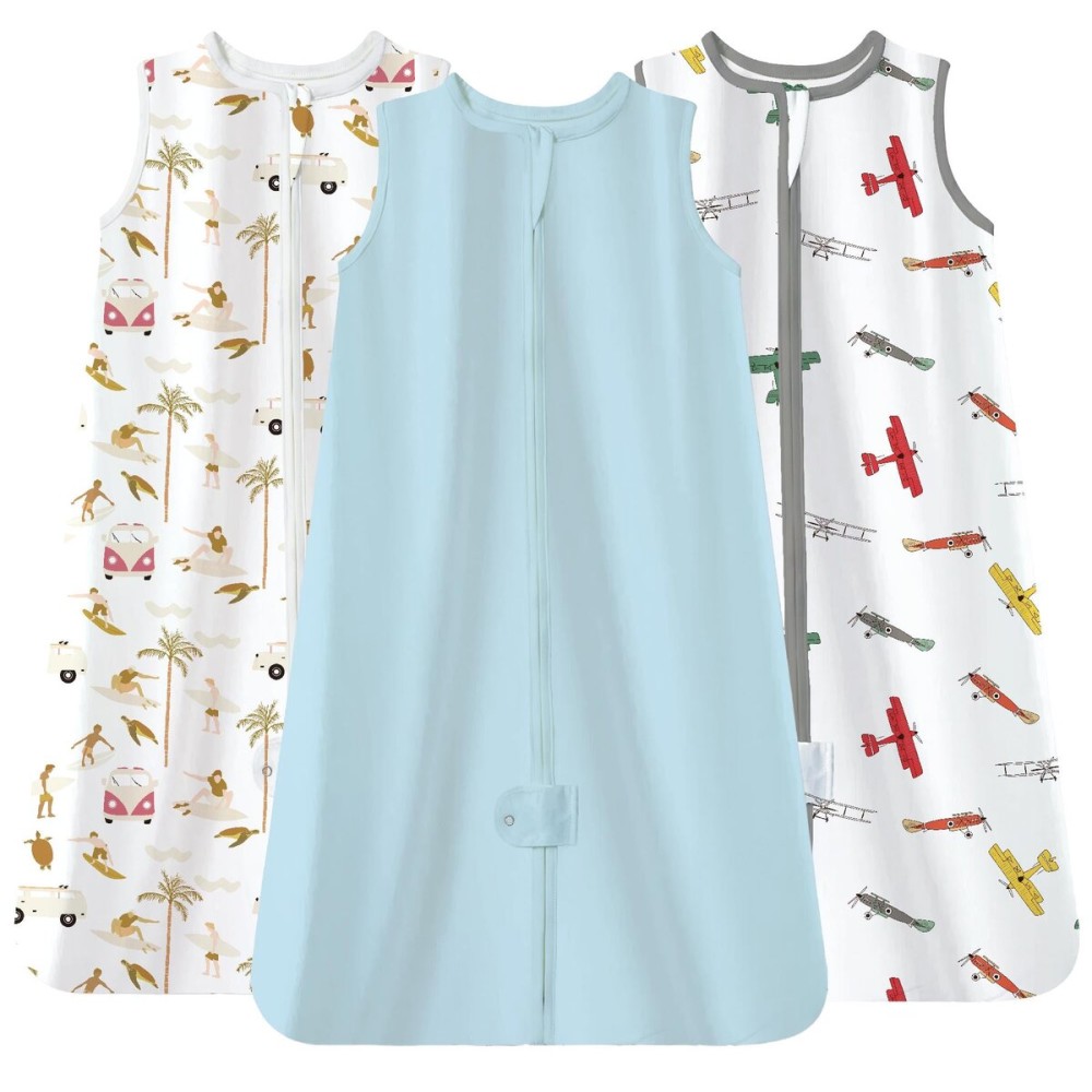 TotAha Sleep Sack 3 Pack, Breathable Sleep Bag for Infant Girl Boy, Wearable Blanket Baby Sleeping Sacks with 2-way Safe Zipper, 0.5 TOG