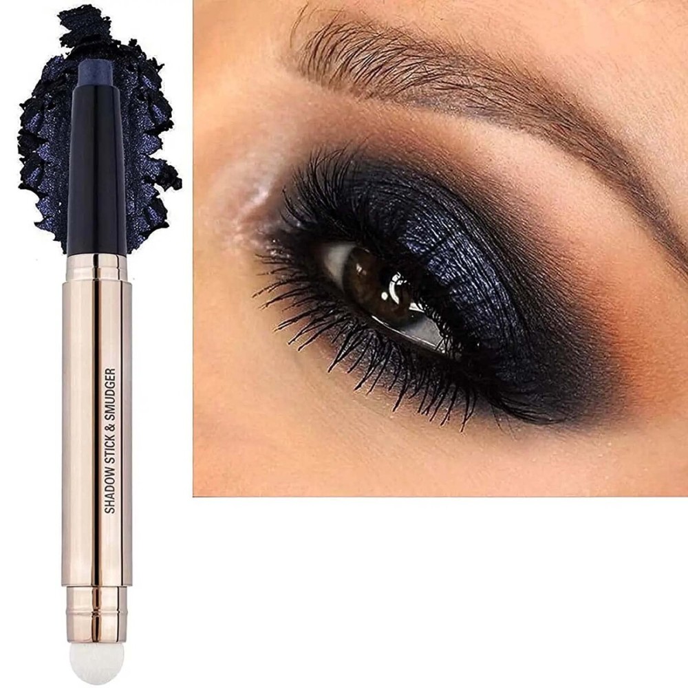 Black Eyeshadow Stick, Cream Smooth Shimmer Single Eyeshadow Pencil, Hypoallergenic Waterproof Long Lasting Eye Shadow Highlighter Stick, Blue Eye Primer Liquid eyeshadow Eye Liner(Black Shimmer 12)