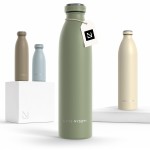 LARS NYSM Stainless Steel Insulated Water Bottle 12oz 17oz 25oz 34oz 51oz | Insulated Thermo Flask for Hot and Cold Beverages | Leakproof Drinking Bottle (Sage Green, 25.4oz)