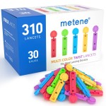 Metene Twist Top Lancets for Lancing Devices, 310 Count, 30 Gauge Lancets for Blood Sugar Test, Diabetic Lancets, Multicolored