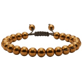 Amazing Gemstone Copper Hematite Bracelet, Gifts For Men & Women - Protection Healing Crystal Bracelet - 8mm Gemstone Beaded Adjustable Bracelet, Pulseras Para Hombres Mujer Stocking Stuffers